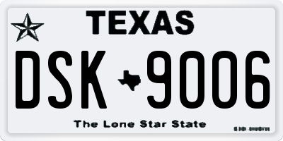 TX license plate DSK9006