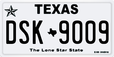 TX license plate DSK9009