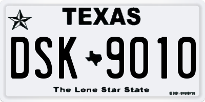 TX license plate DSK9010