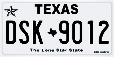 TX license plate DSK9012