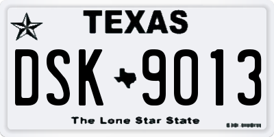 TX license plate DSK9013