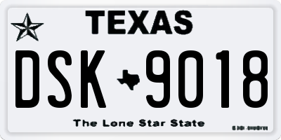 TX license plate DSK9018