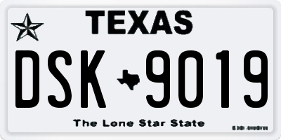 TX license plate DSK9019