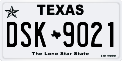 TX license plate DSK9021