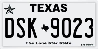 TX license plate DSK9023