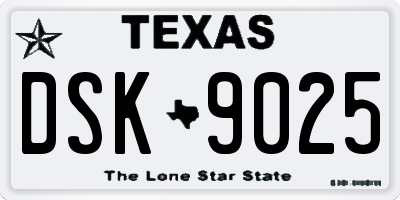 TX license plate DSK9025