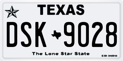 TX license plate DSK9028