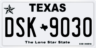 TX license plate DSK9030