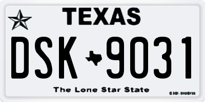 TX license plate DSK9031