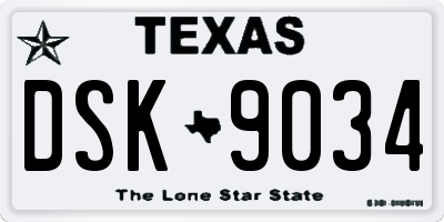 TX license plate DSK9034