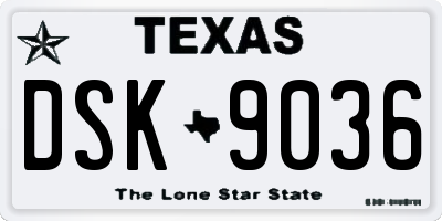 TX license plate DSK9036