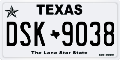 TX license plate DSK9038