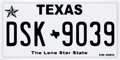 TX license plate DSK9039