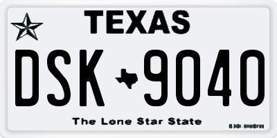 TX license plate DSK9040