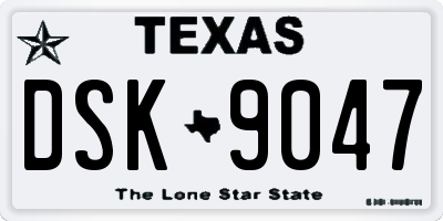 TX license plate DSK9047