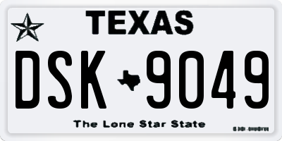 TX license plate DSK9049