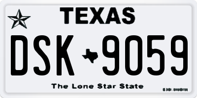 TX license plate DSK9059