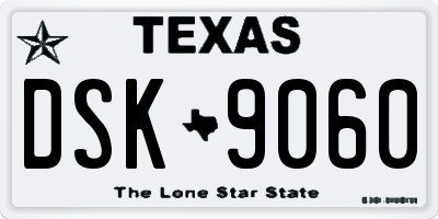 TX license plate DSK9060