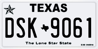 TX license plate DSK9061