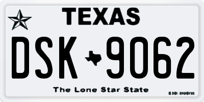 TX license plate DSK9062