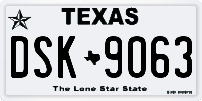 TX license plate DSK9063