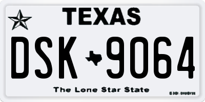 TX license plate DSK9064