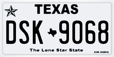 TX license plate DSK9068