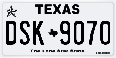 TX license plate DSK9070