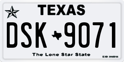 TX license plate DSK9071