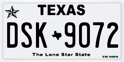 TX license plate DSK9072