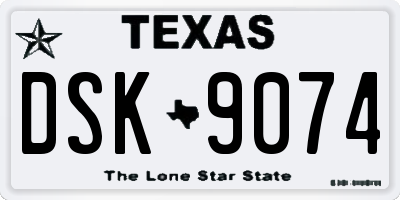 TX license plate DSK9074