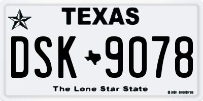 TX license plate DSK9078