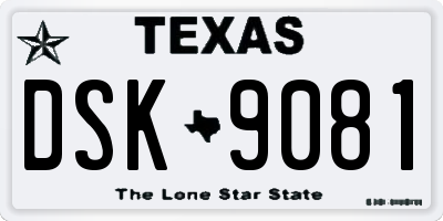 TX license plate DSK9081