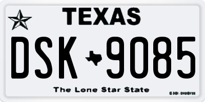 TX license plate DSK9085