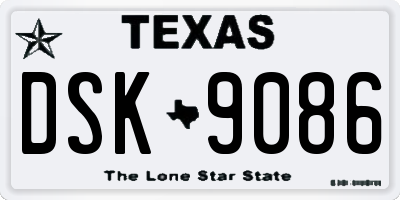 TX license plate DSK9086