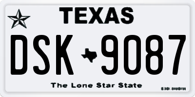 TX license plate DSK9087