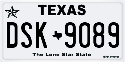 TX license plate DSK9089