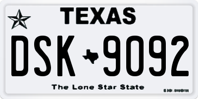 TX license plate DSK9092