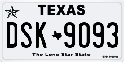 TX license plate DSK9093