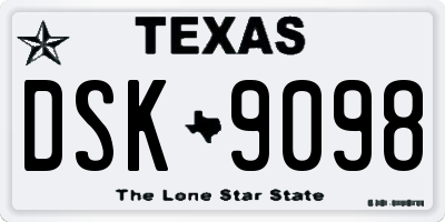 TX license plate DSK9098