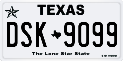 TX license plate DSK9099