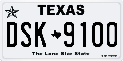 TX license plate DSK9100