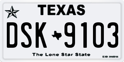 TX license plate DSK9103