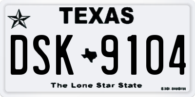 TX license plate DSK9104