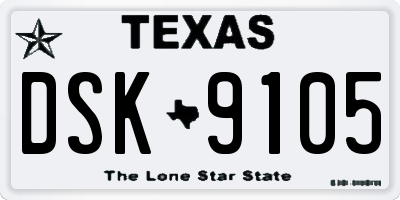 TX license plate DSK9105