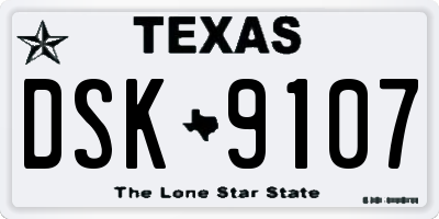 TX license plate DSK9107