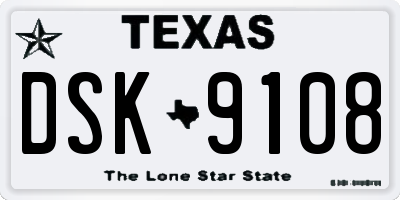 TX license plate DSK9108