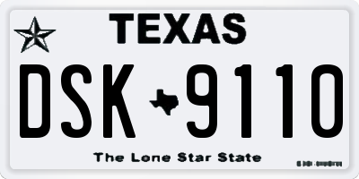 TX license plate DSK9110