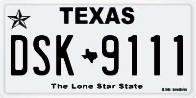 TX license plate DSK9111