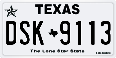 TX license plate DSK9113